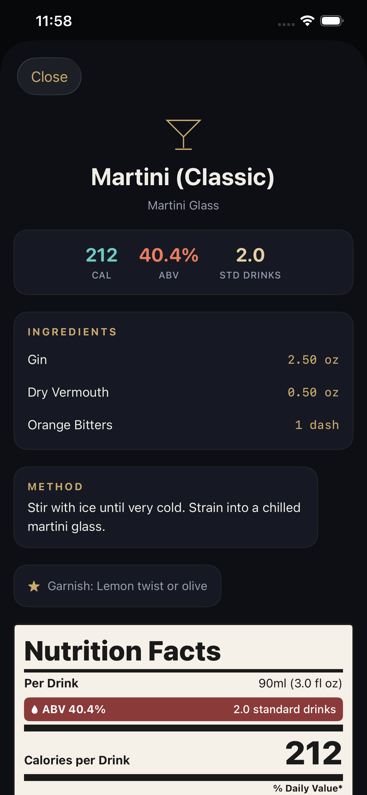 Recipe Detail with Live Stats